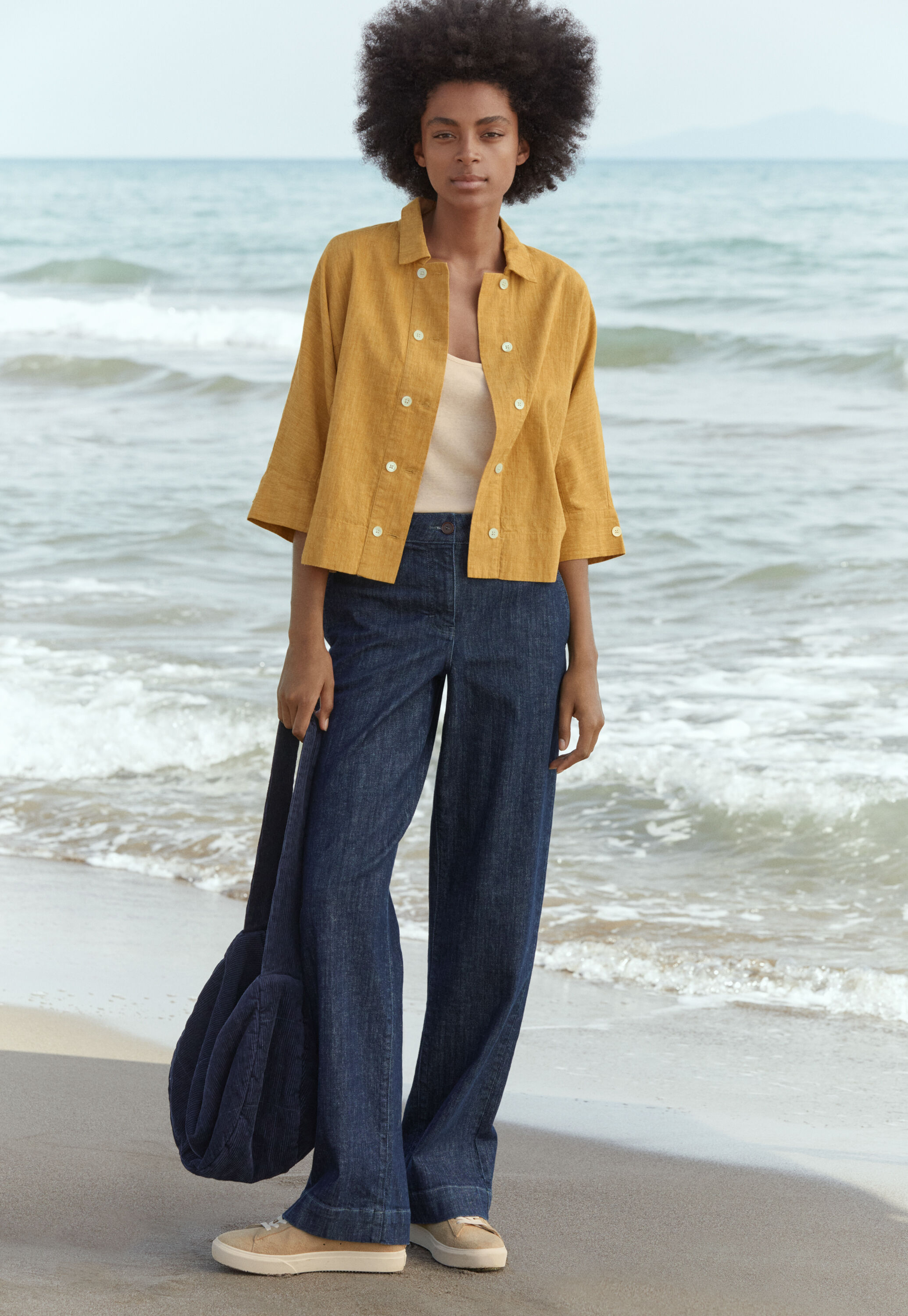 Weite Jeans mit schmal zulaufendem Bein