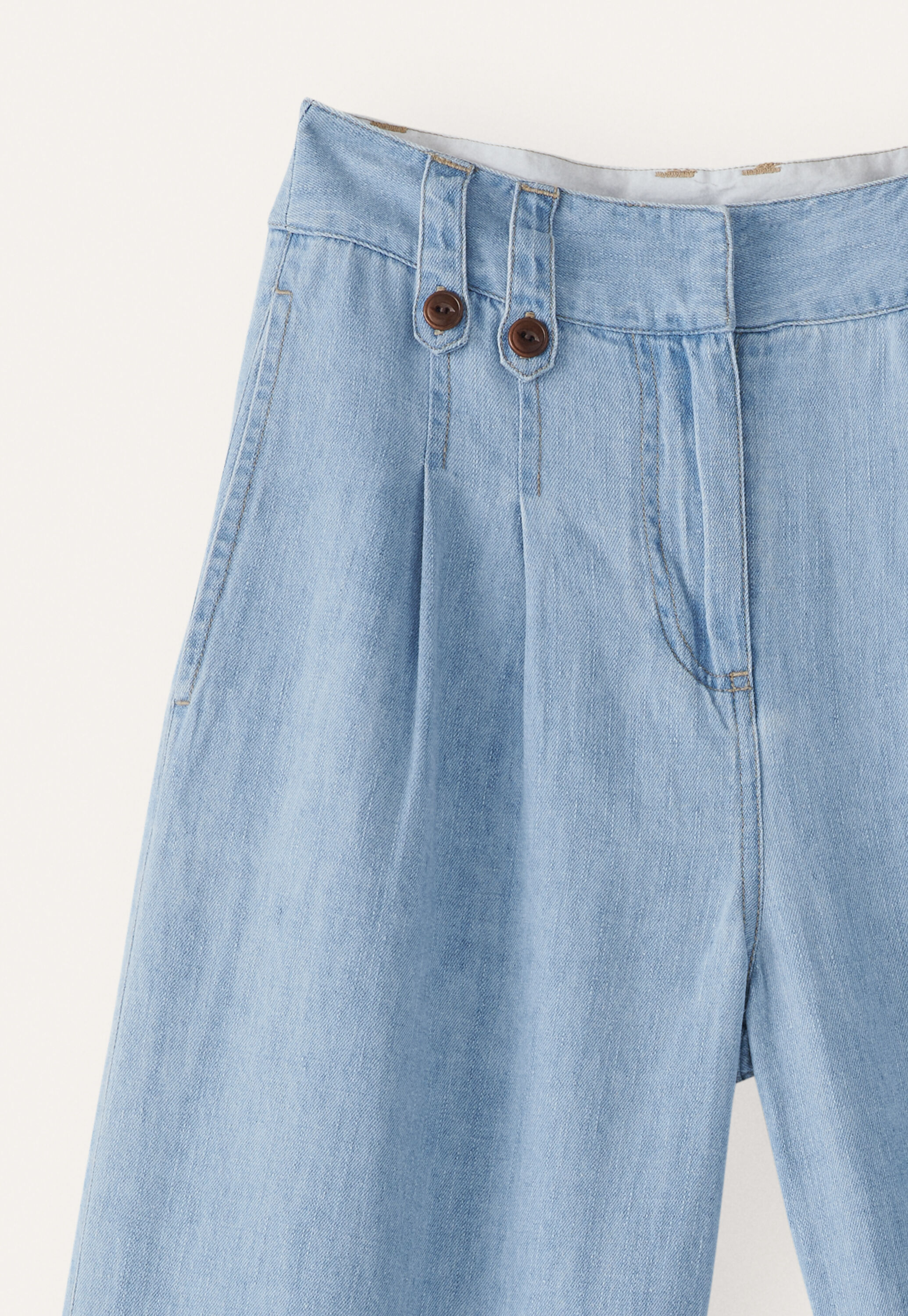 Indigo-gef&auml;rbte, k&uuml;rzer geschnittene Hose