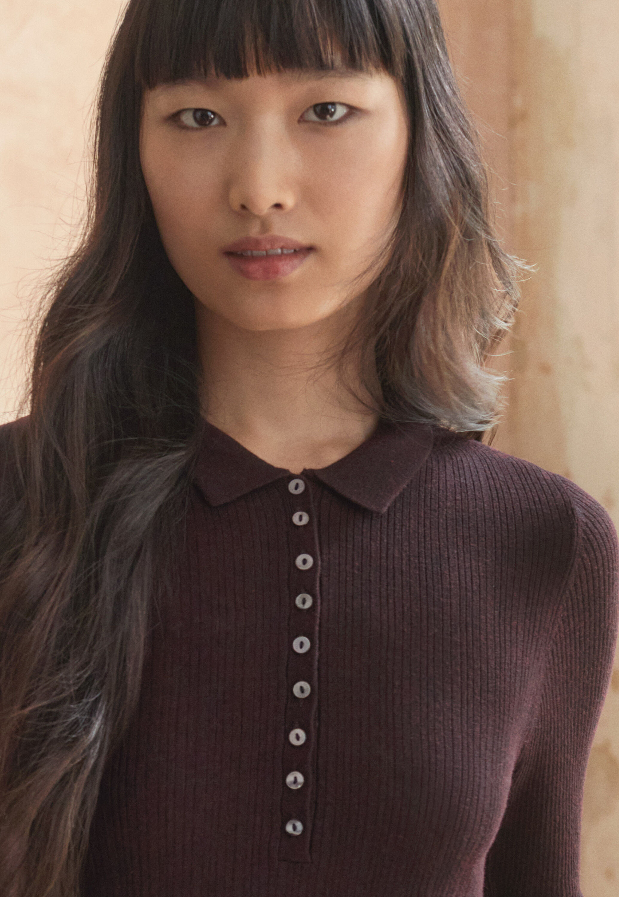 Gerippter Polo-Pullover