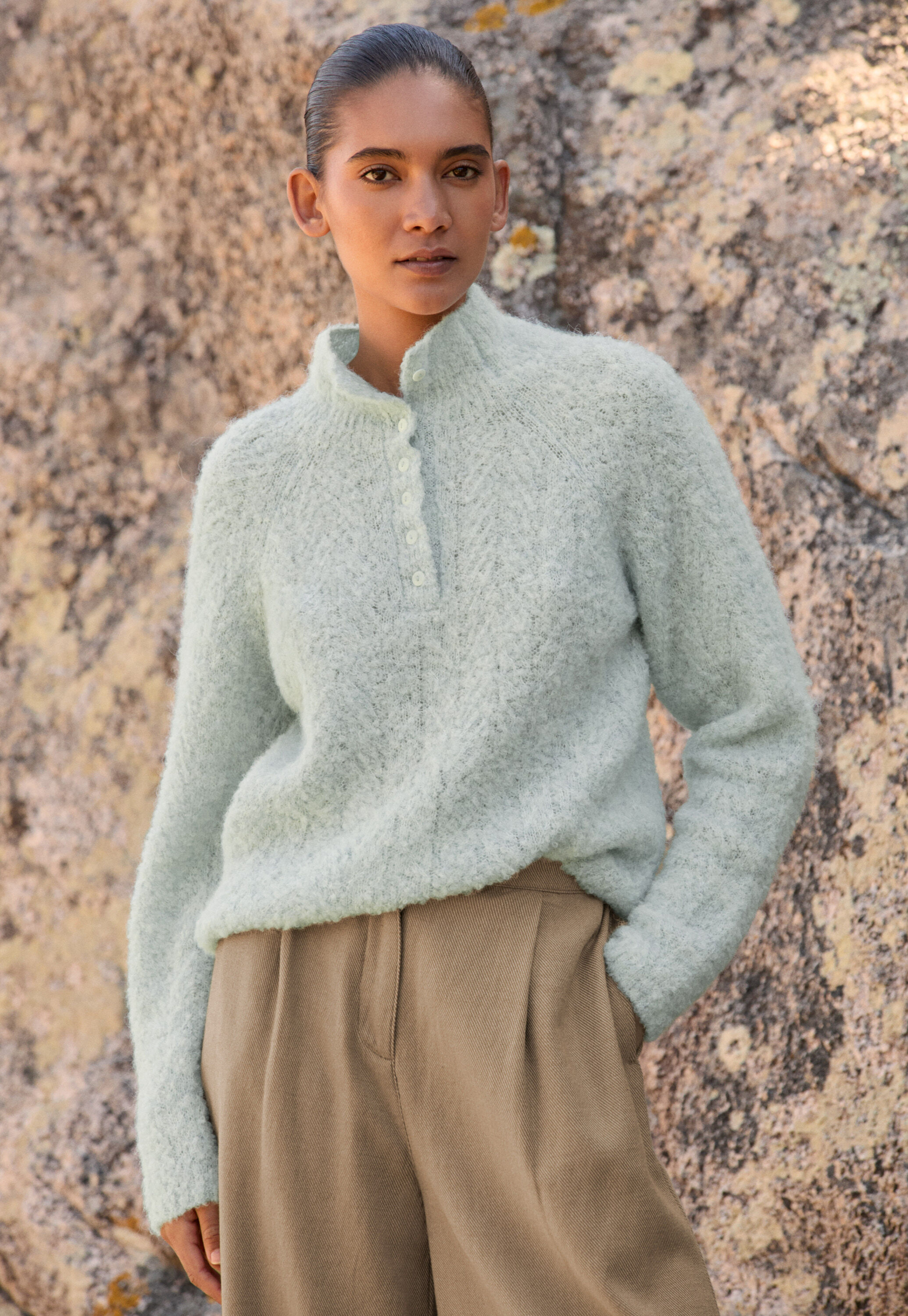 Pullover mit gekn&ouml;pftem Kragen