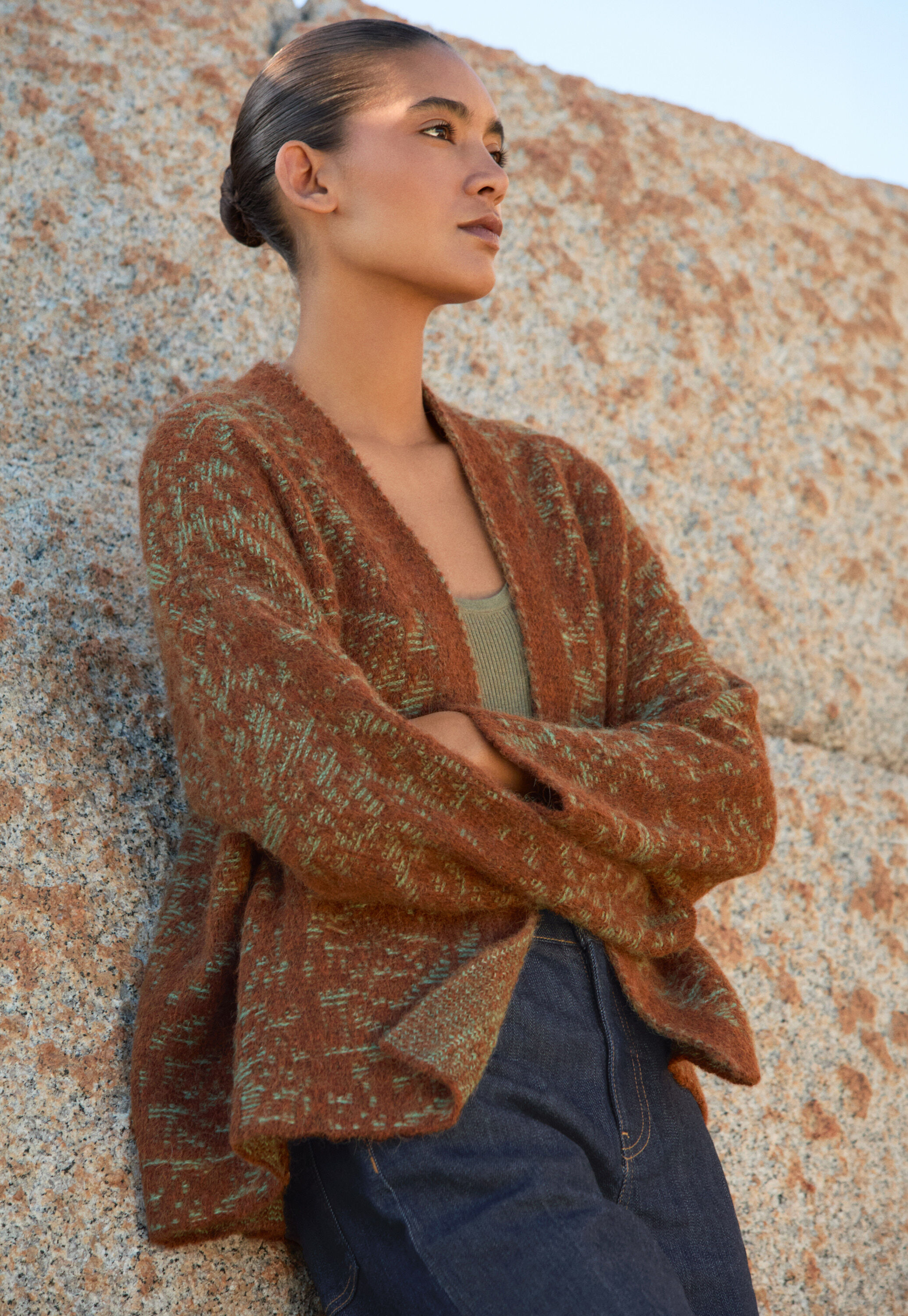 Kimono-Cardigan im Spitzenmuster