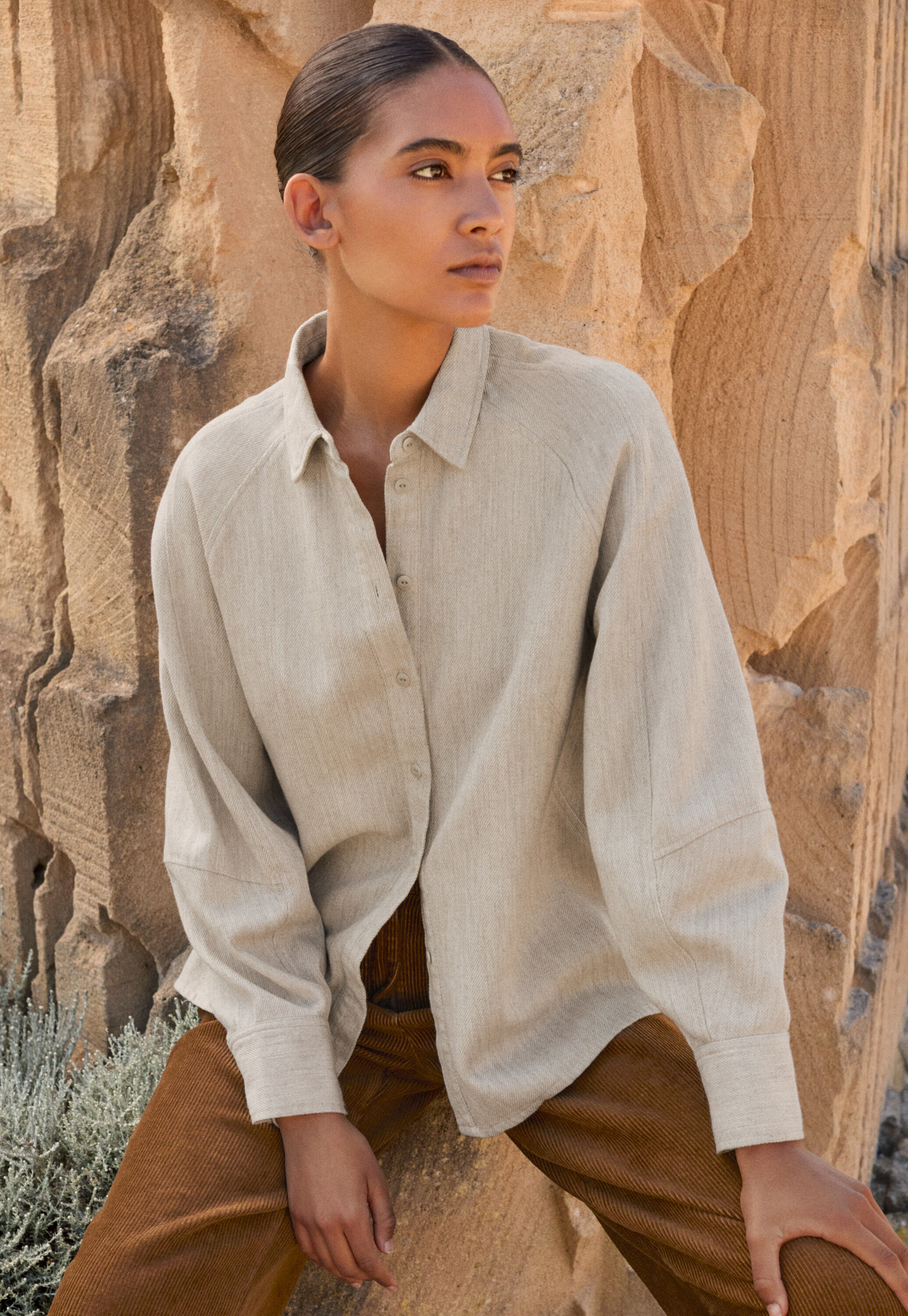Bluse mit Raglan&auml;rmeln, Rehbraun, large