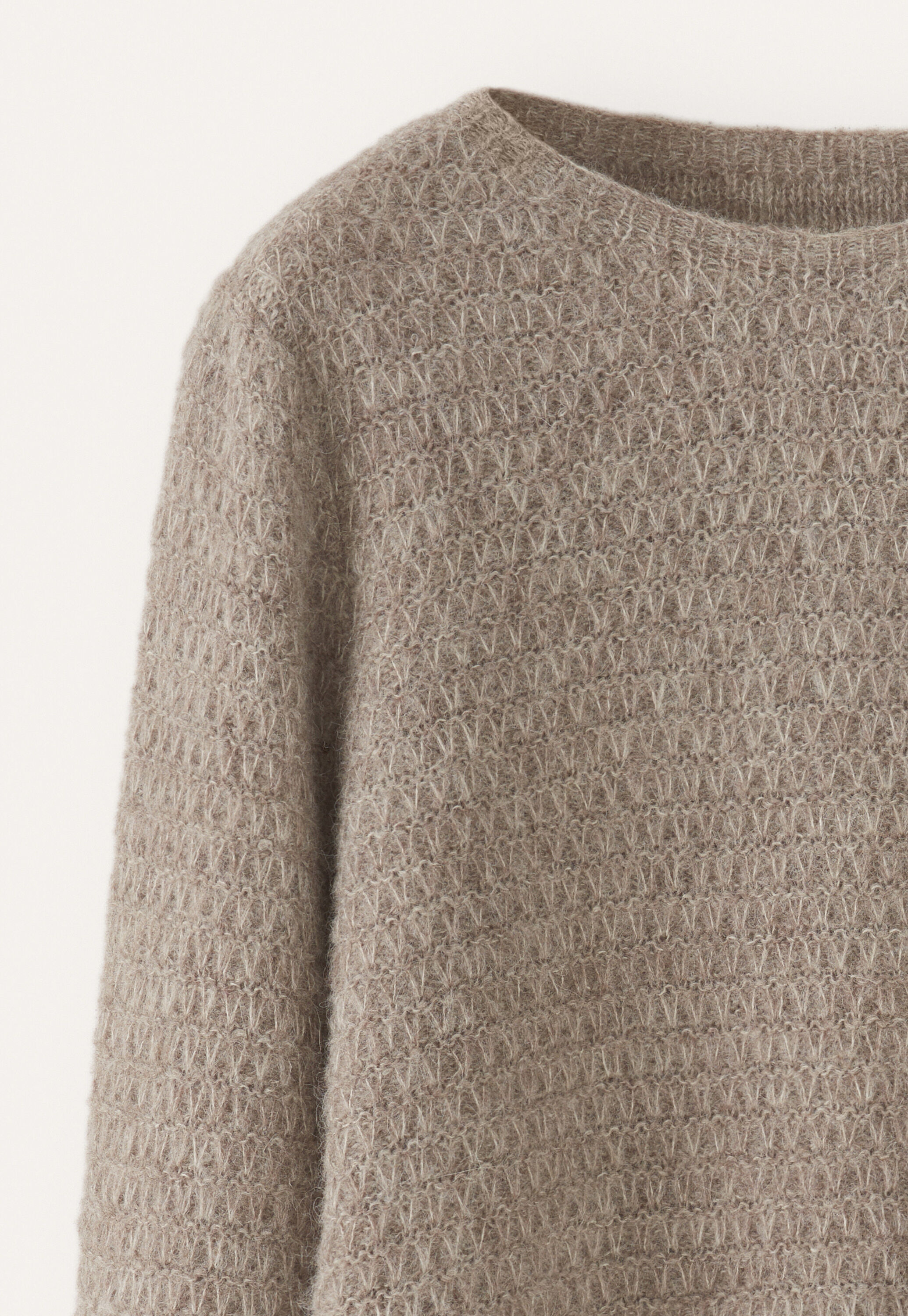 Fangmuster-Pullover, Taupe-Braun, large