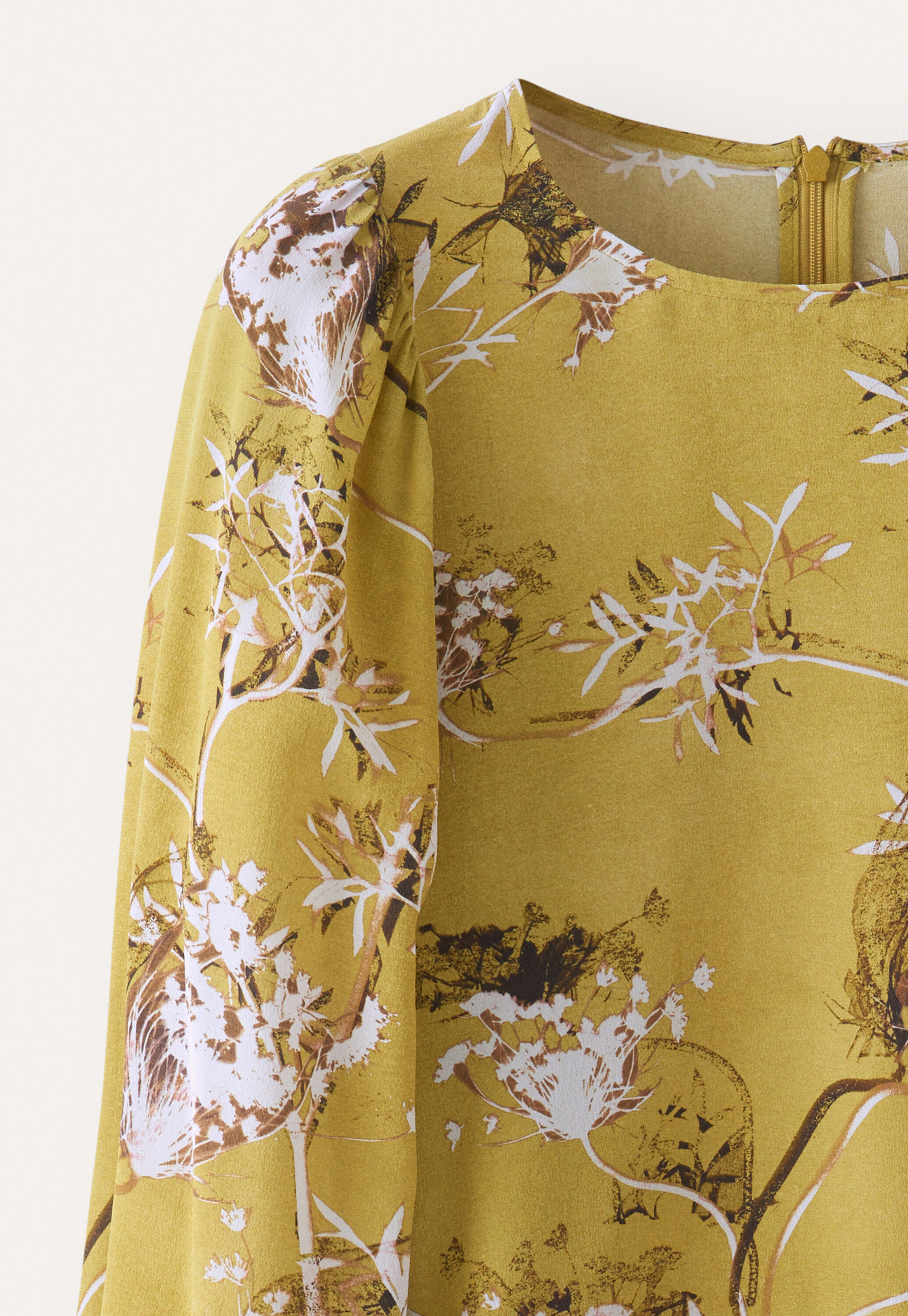 Print-Bluse mit gerafften &Auml;rmeln, Chartreuse, large