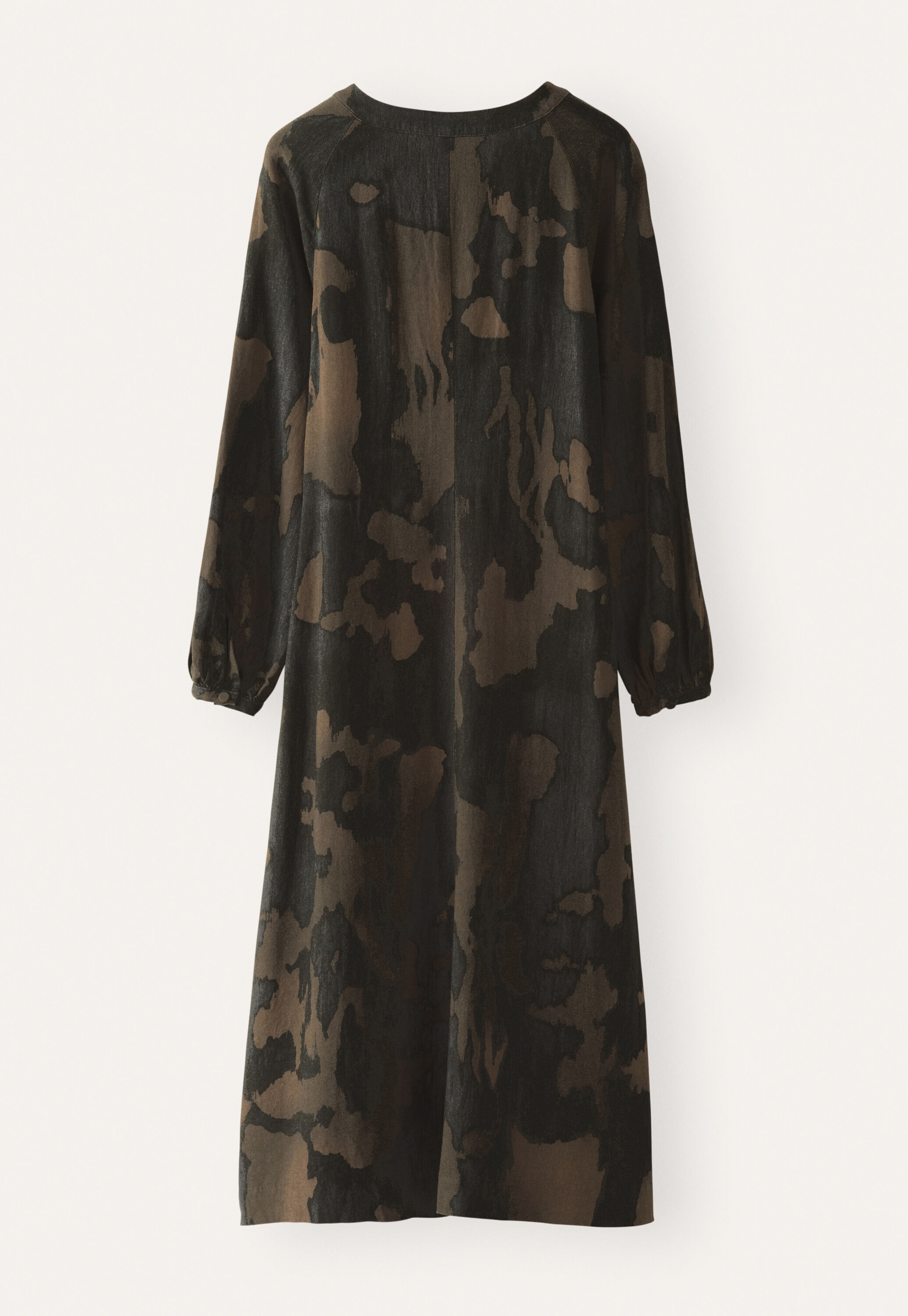 Bedrucktes Kleid mit Rundhalsausschnitt, Tinte/Braun, large