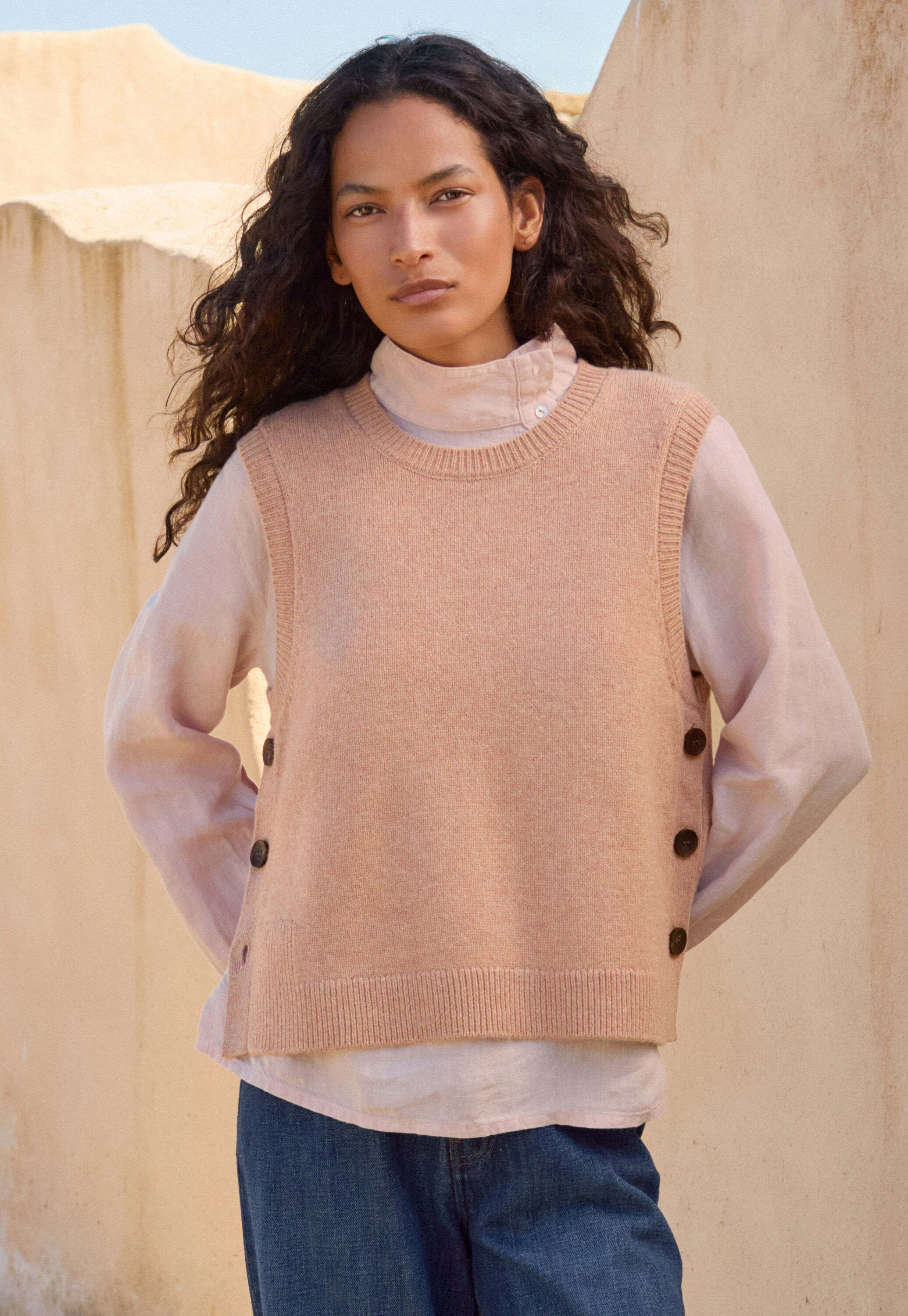 &Auml;rmelloser Pullover, Zartes Apricot, large