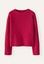 Pullover im Fangmuster, Rosa/Rot, webstill