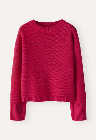 Pullover im Fangmuster, Rosa/Rot, webstill
