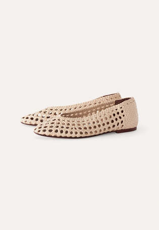 Handgeflochtener Schuh, Creme, webstill