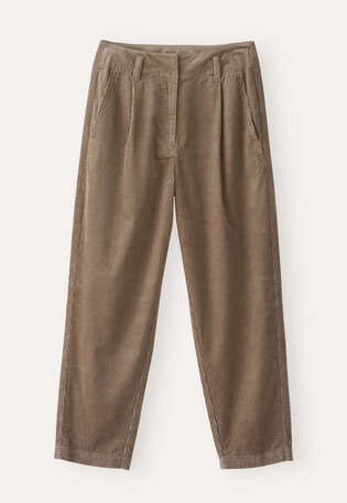 Bundfaltenhose, Taupe/Braun, webstill