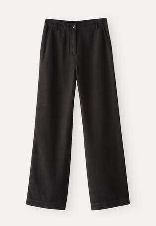 Hose mit geradem Bein, Schwarzbraun, webstill