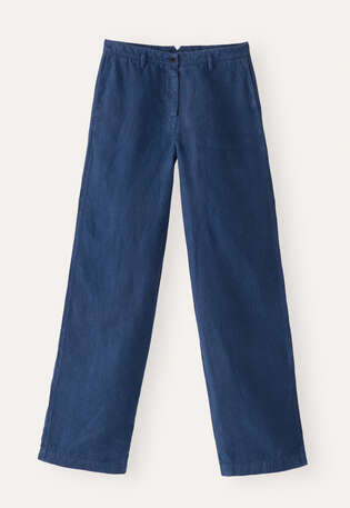 Hose mit weitem Bein, Petrolblau, webstill