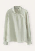 Bluse mit Trichterkragen, Blasses Mint, webstill