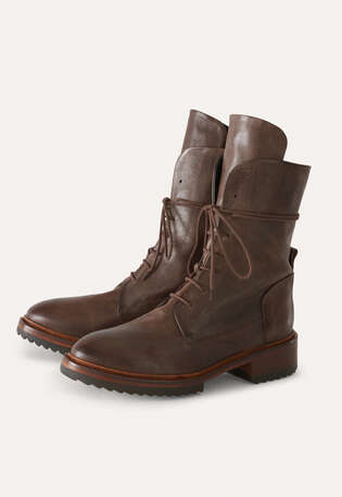 Schn&uuml;rstiefel, Dunkelbraun, webstill