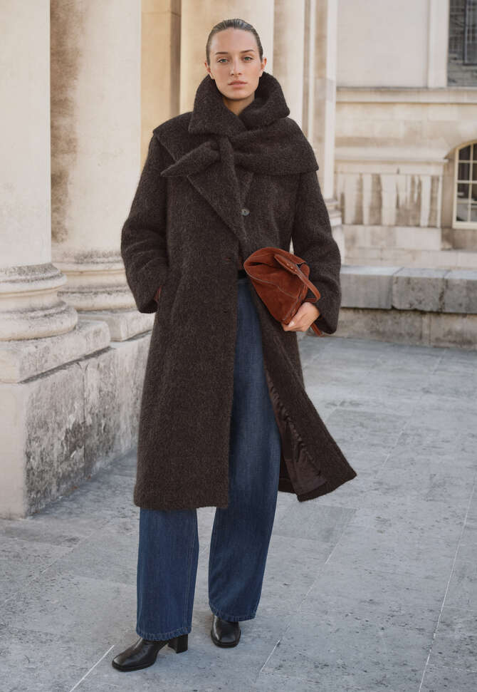 Boucl&eacute;mantel, Kaffee, completeTheLook