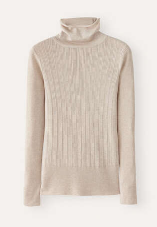 Gerippter Pullover, Zartes Rehbraun, webstill