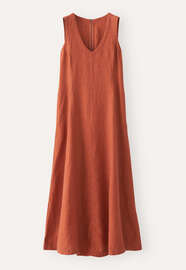 Kleid mit V-Ausschnitt, Chiliorange, webstill