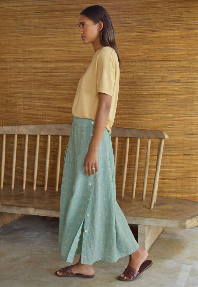 Faltenrock aus Dobby-Gewebe, Mint/Aqua, completeTheLook