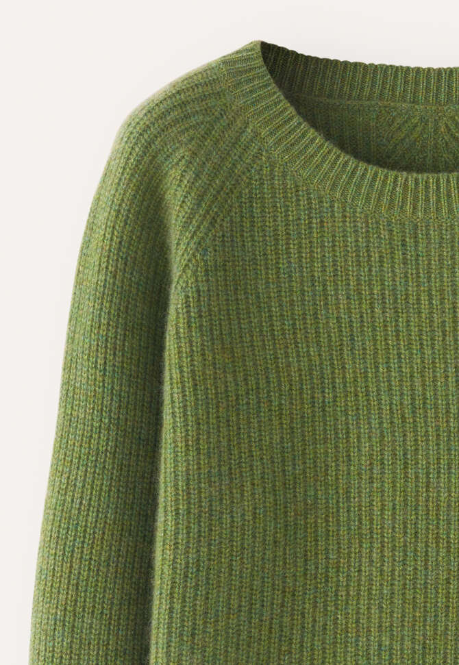 Gerippter Pullover mit Rundhalsausschnitt, Apfelgr&uuml;n, completeTheLook