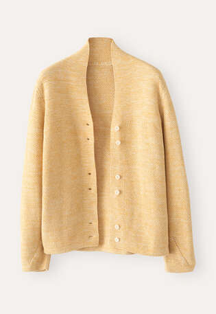 Cardigan mit Knopfleiste, Zartes Gelb, webstill