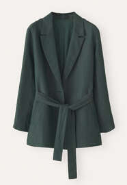 Jacke mit G&uuml;rtel, Tintengr&uuml;n, webstill