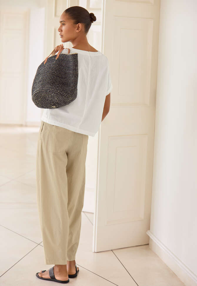 Hose mit Abn&auml;hern am Saum, Stein, completeTheLook