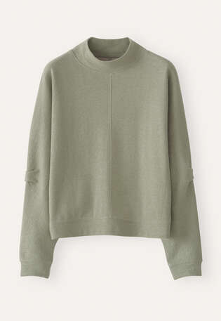 Sweatshirt mit Falten&auml;rmeln, Gewaschenes Salbeigr&uuml;n, webstill