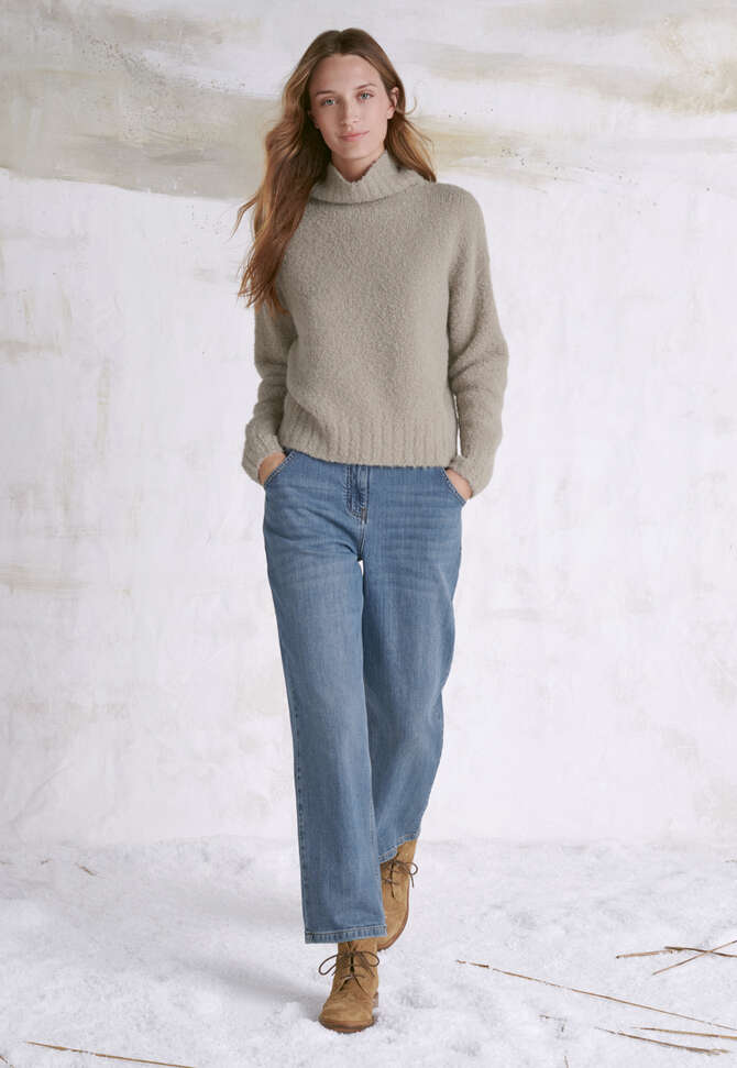 Pullover mit Trichterkragen, Rehbraun, completeTheLook