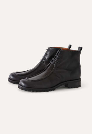 Schn&uuml;rstiefel, Schwarz, webstill