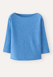 Pullover mit U-Boot-Ausschnitt, Zartes Marineblau, webstill