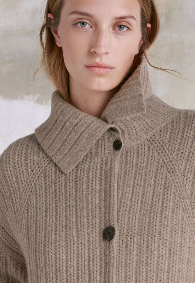 Strick-Coatigan, Champignon, completeTheLook