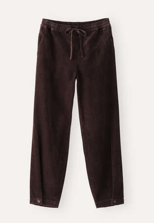 Schmal zulaufende Hose, Dunkle Schokolade, webstill