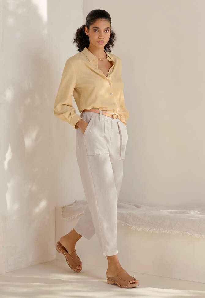 Hose mit schmal zulaufendem Bein, Kiesel, completeTheLook