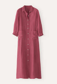 Maxikleid mit Knopfleiste, Cranberry-Rosa, webstill