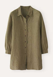 Bluse mit tiefen Seitenschlitzen, Dunkles Oliv, webstill