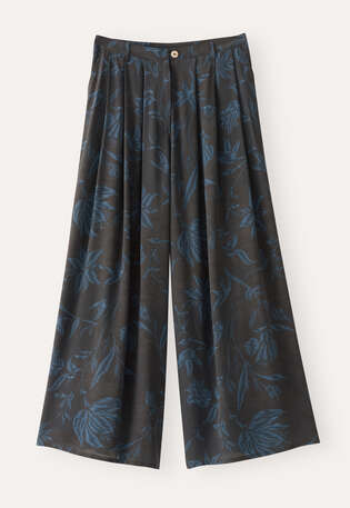Bedruckte k&uuml;rzere Hose, Mitternachtsblau, webstill