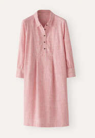 Kleid mit Latzeinsatz, Zartes Korallenrot, webstill