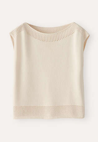 Pullover mit H&auml;keldetail, Pergament, webstill