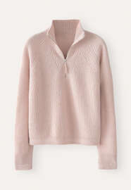 Pullover mit Frontrei&szlig;verschluss, Grauros&eacute;, webstill