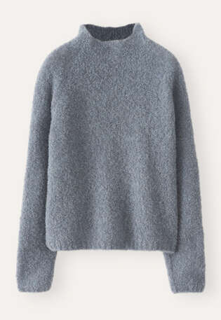 Pullover mit Trichterkragen, Frostiges Petrol, webstill