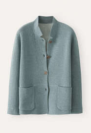 Doppelt gestrickte Jacke, Denim/Aquamarin, webstill