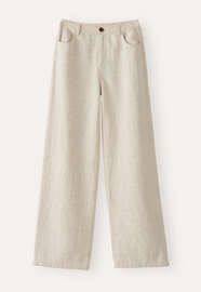 Weite Hose mit geradem Bein, Ecru/Grau, webstill