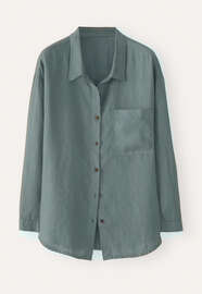 Overshirt aus Leinen, Dunkles Lorbeergr&uuml;n, webstill