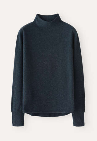 Pullover mit hohem Kragen, Petrol-Schiefer, webstill