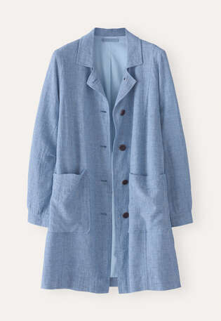Lange Jacke, Indigoblau, webstill