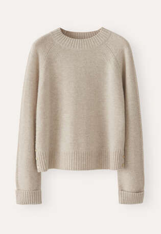Pullover mit Raglan&auml;rmeln, Ecru/Rehbraun, webstill