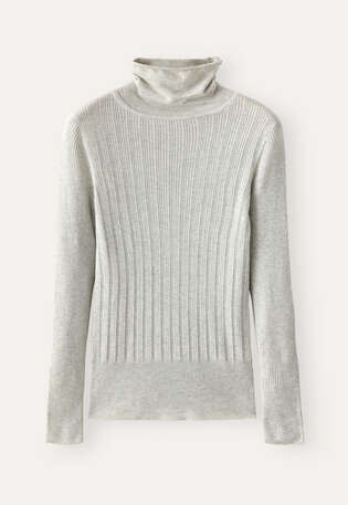 Gerippter Pullover, Ecrugrau, webstill