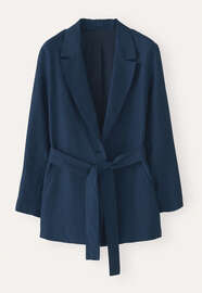 Jacke mit G&uuml;rtel, Petrolblau, webstill