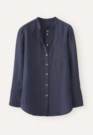 Lange Bluse mit Latzeinsatz, Blau/Braun, webstill