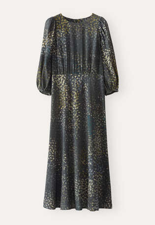 Kleid mit Print, Kohlschwarz, webstill